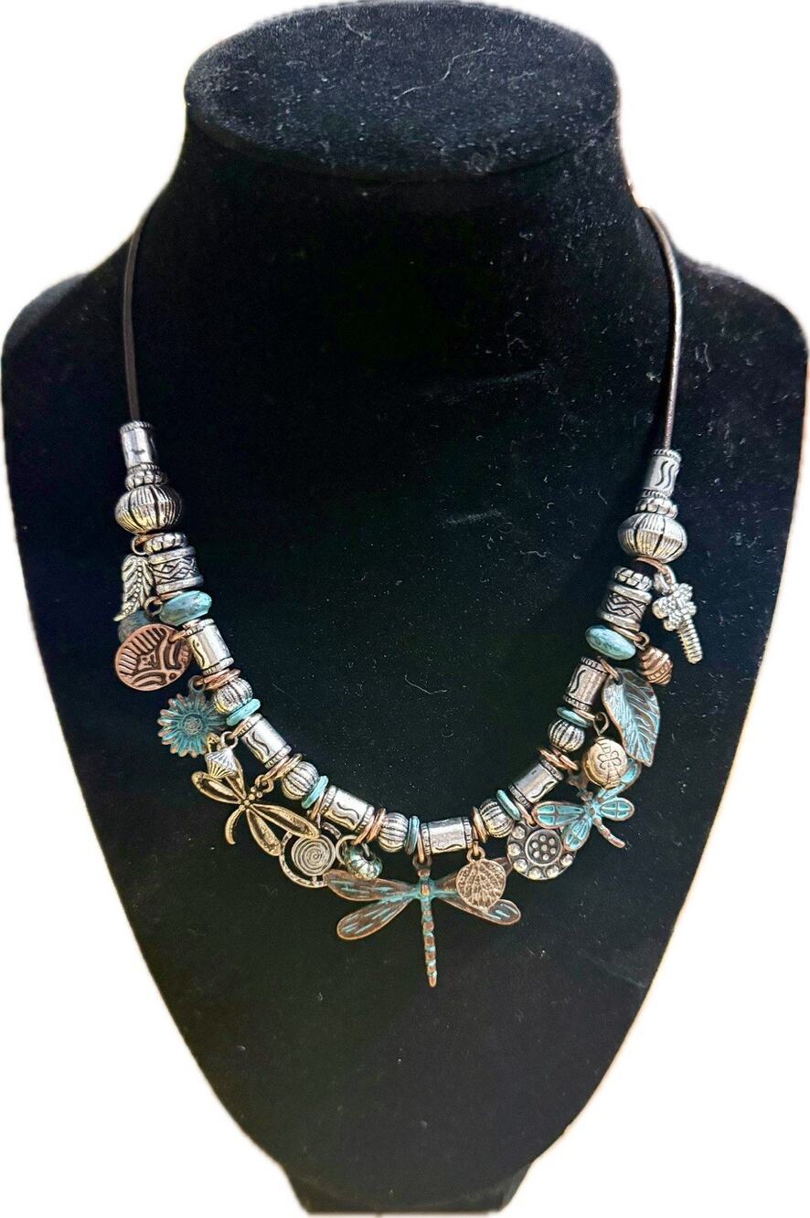 NWT! Story By Davinci Metal Dragonfly Statement Necklace & Earring Set
